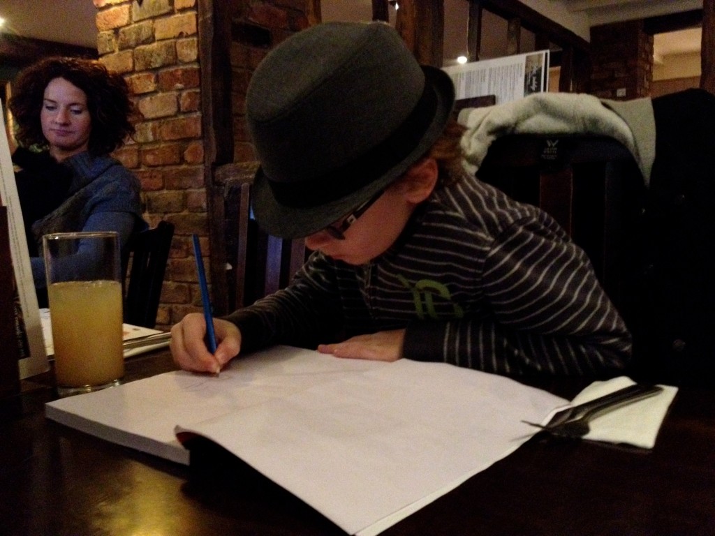 Matthias Drawing at a Pub in England