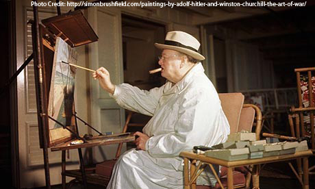 Churchill-painting-at-the-Easel